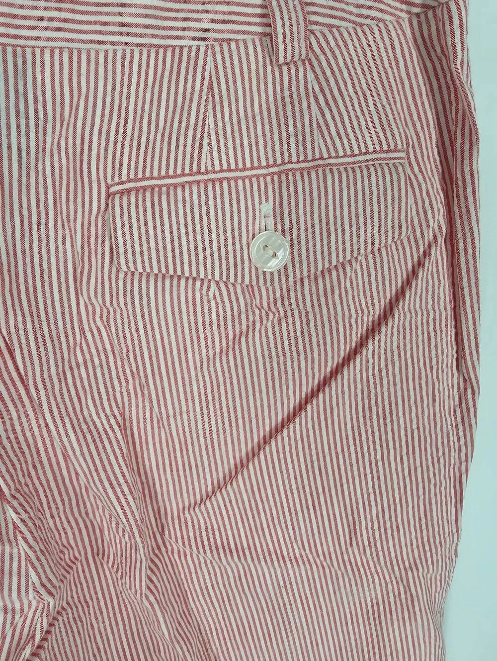 Evan-Picone Red White Striped Seersucker Cropped Pants Women 10